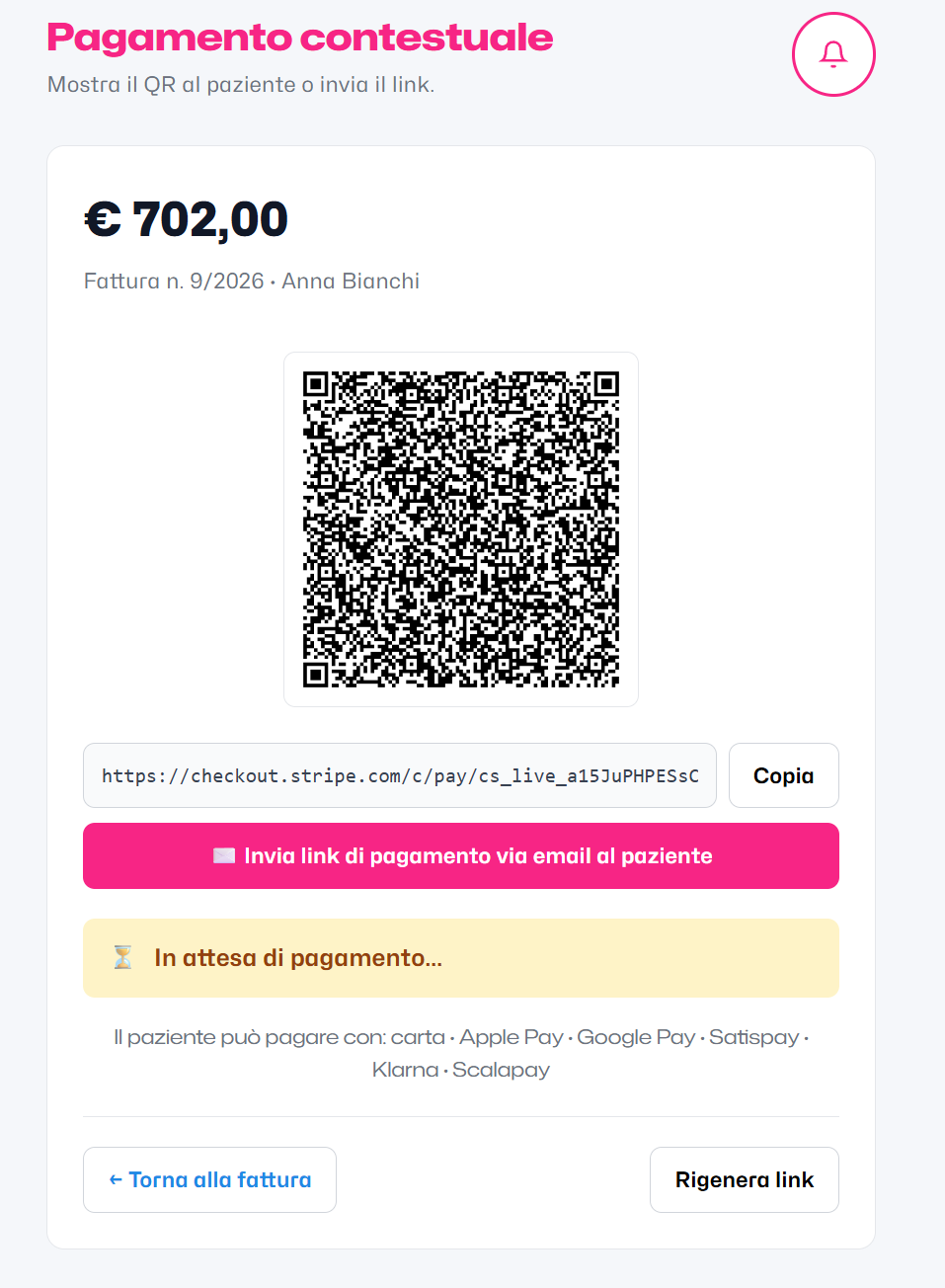 QR pagamento contestuale
